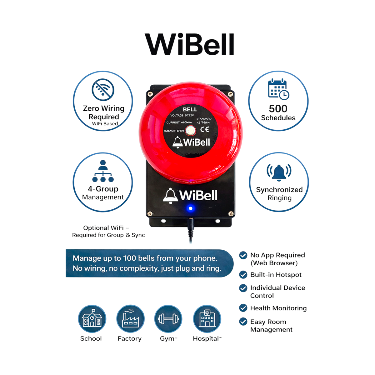 WiBell Programmable Bell System | No Subscription | Made in USA